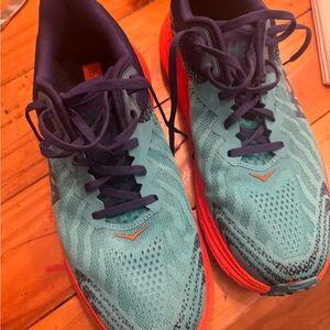 Hoka Turquoise and Coral Athletic Shoes
